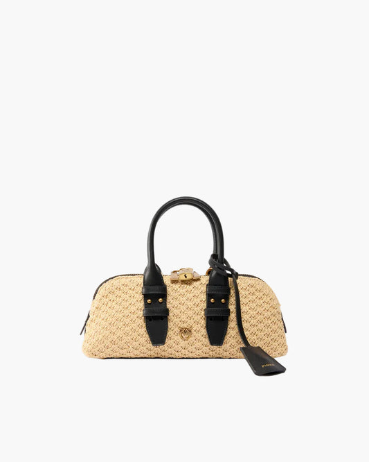 PINKO BORSA PICCOLA A MANO ESCAPE BAG HORIZONTAL IN RAFIA