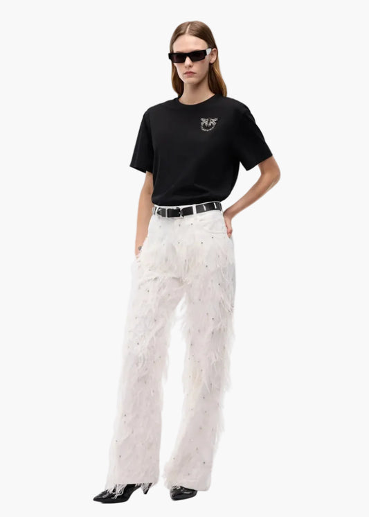 PINKO T-SHIRT CON APPLICAZIONE GIOIELLO LOVE BIRDS