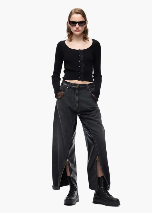 PINKO JEANS BALLON FIT CON INSERTI IN TELA SPALMATA