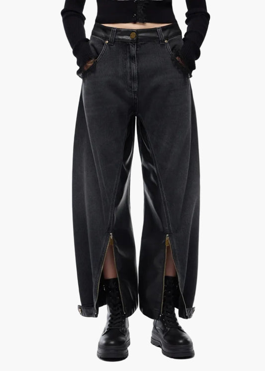 PINKO JEANS BALLON FIT CON INSERTI IN TELA SPALMATA