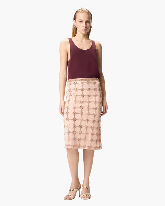 PINKO GONNA NEW CARRIERI LONGUETTE IN TULLE CON CRISTALLI