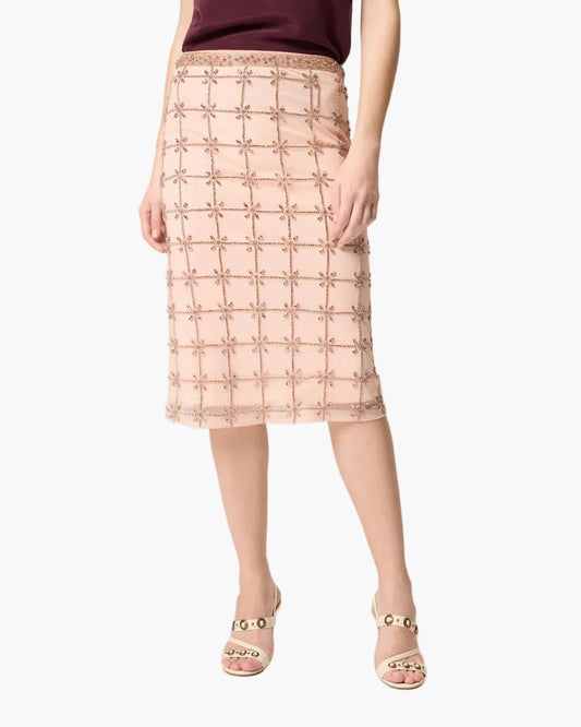 PINKO GONNA NEW CARRIERI LONGUETTE IN TULLE CON CRISTALLI