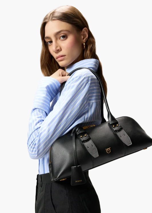 PINKO BORSA GRANDE A SPALLA ESCAPE BAG HORIZONTAL IN PELLE