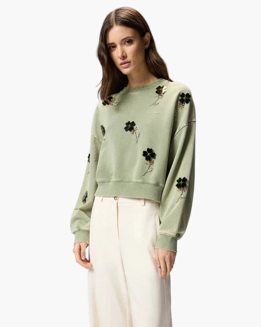 PINKO FELPA CON FIORI GIOIELLO