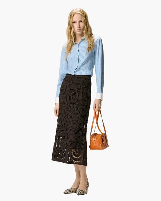 PINKO GONNA MAESTRALE MIDI IN CROCHET GEOMETRICO
