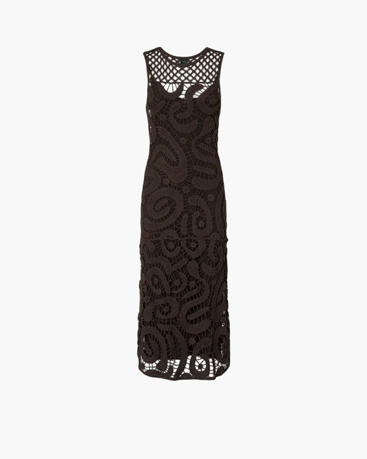 PINKO ABITO MIDI SENZA MANICHE IN CROCHET GEOMETRICO