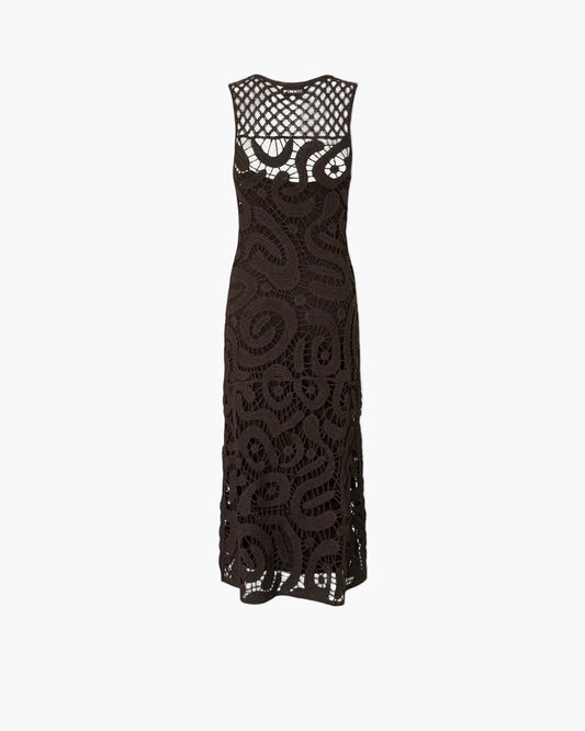 PINKO ABITO MIDI SENZA MANICHE IN CROCHET GEOMETRICO