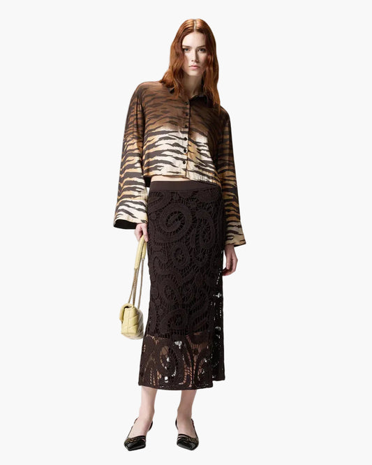 PINKO CAMICIA CROPPED CON STAMPA ANIMALIER