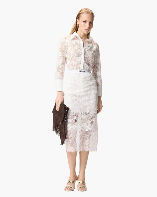 PINKO CAMICIA IN TULLE E PIZZO