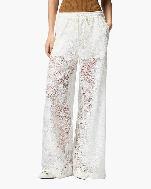 PINKO PANTALONE LAURIE IN PIZZO REBRODE' FLOREALE