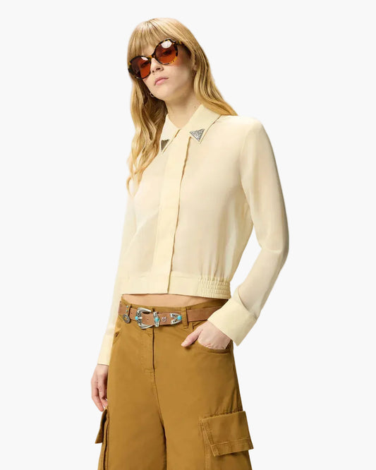 PINKO CAMICIA SEMI TRASPARENTE CON DETTAGLI METALLICI