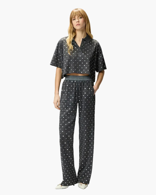 PINKO POLO ERVE CROPPED IN RETE CON SPECCHIETTI