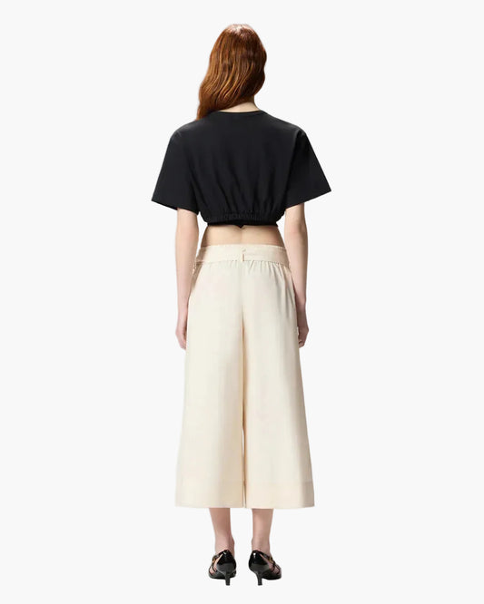 PINKO T-SHIRT ARIANO CROPPED CON LACCIO E DETTAGLI TEXANI