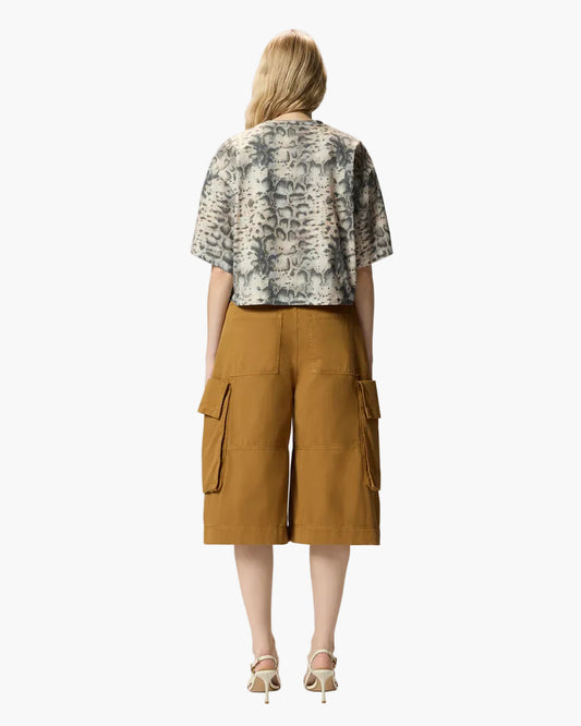 T-SHIRT PINKO TERNI CROPPED CON STAMPA SAKE E LOVE BIRDS
