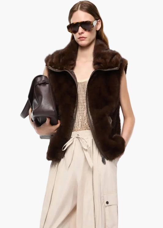 PINKO GILET EFFETTO PELLICCIA CON ZIP