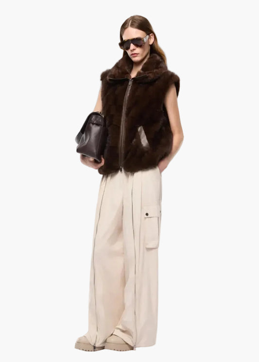 PINKO GILET EFFETTO PELLICCIA CON ZIP