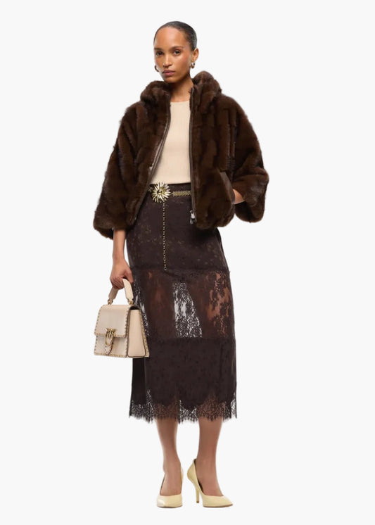PINKO GIACCA BLOUSON EFFETTO PELLICCIA CON CAPPUCCIO