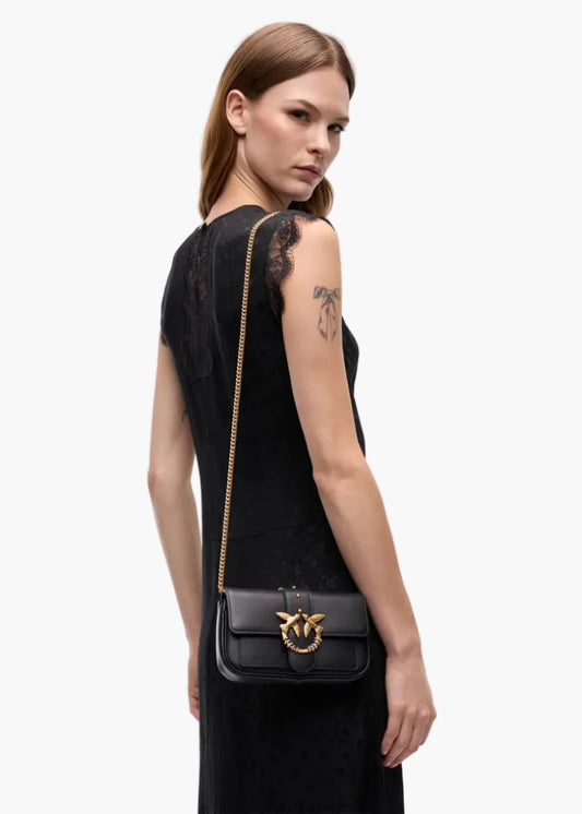 PINKO BORSA A SPALLA PICCOLA LOVE BAG POCKET CON FIBBIA GIOIELLO