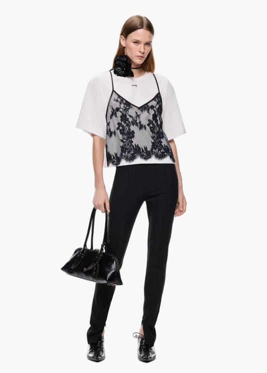 PINKO T-SHIRT CON TOP IN PIZZO