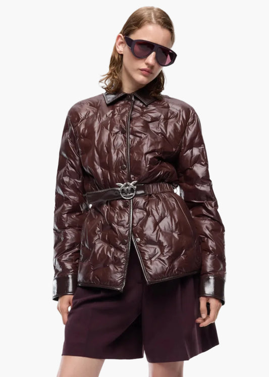 PINKO GIACCA CAMICIA IMBOTTITA IN TELA SEMILUCIDA