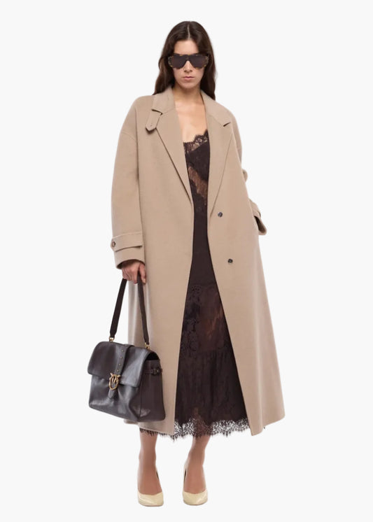 PINKO CAPPOTTO IN PANNO DOPPIO DI MISTO LANA CON CINTURA