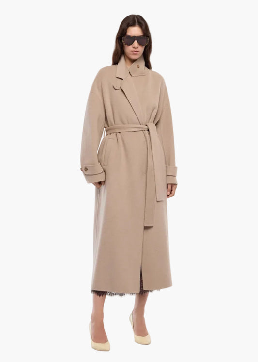PINKO CAPPOTTO IN PANNO DOPPIO DI MISTO LANA CON CINTURA