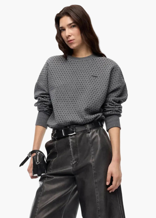 PINKO MAGLIA IN FELPA FULL STRASS
