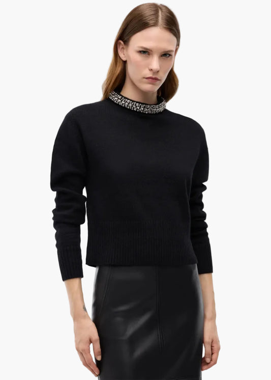 PINKO MAGLIA IN MISTO LANA CON COLLO GIOIELLO