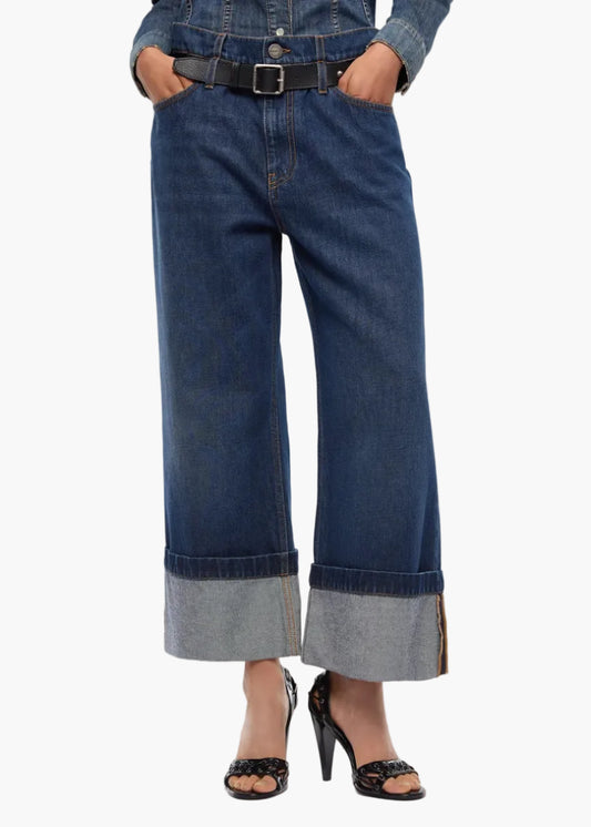 PINKO JEANS CROPPED CON CINTURA IN PELLE