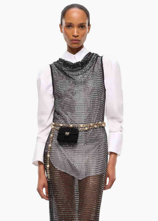PINKO ABITO EFFETTO RETE CON STRASS