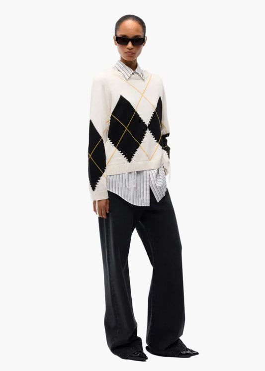 PINKO MAGLIONE IN LANA E CASHMERE CON MAXI ROMBI