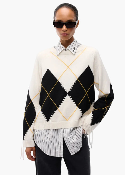 PINKO MAGLIONE IN LANA E CASHMERE CON MAXI ROMBI