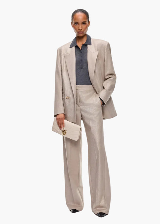 PINKO PANTALONE PALAZZO IN MISTO LANA METAL