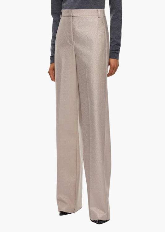 PINKO PANTALONE PALAZZO IN MISTO LANA METAL