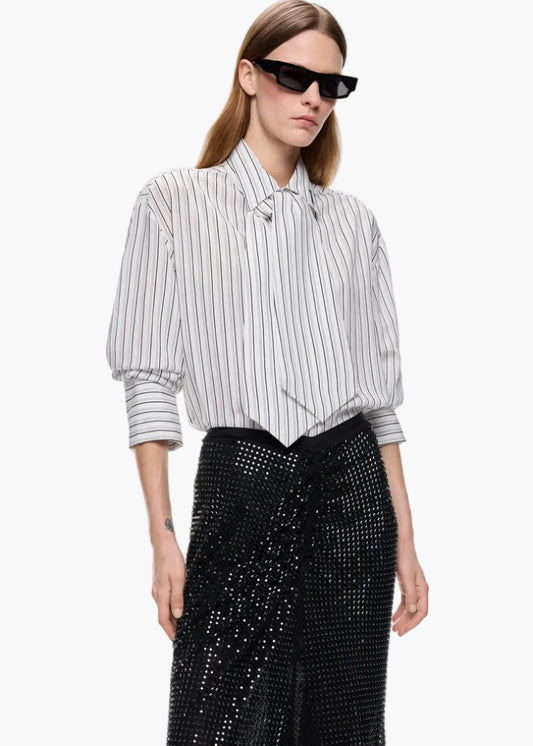 PINKO CAMICIA A RIGHE CON CRAVATTA
