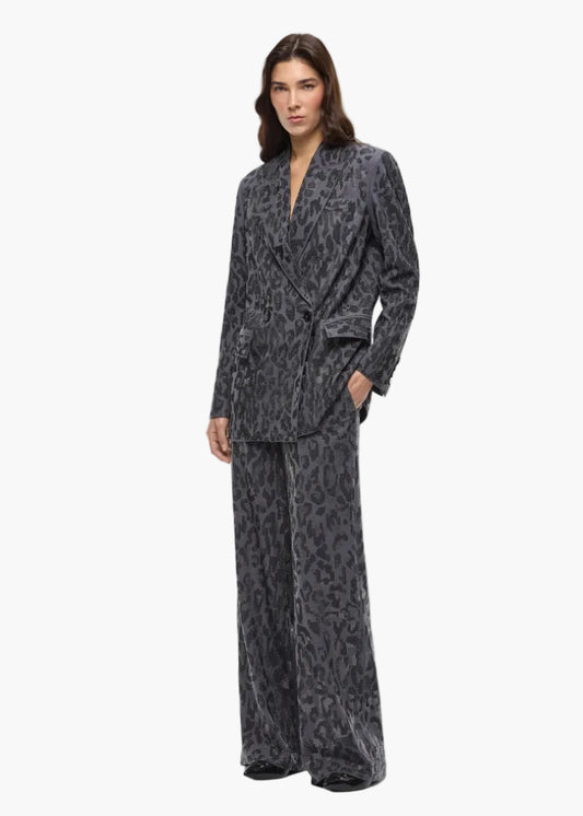 PINKO PANTALONE WIDE LEG CON FANTASIA MACULATA E MICROSTRASS