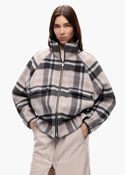 PINKO CABAN CON ZIP E FANTASIA CHECK