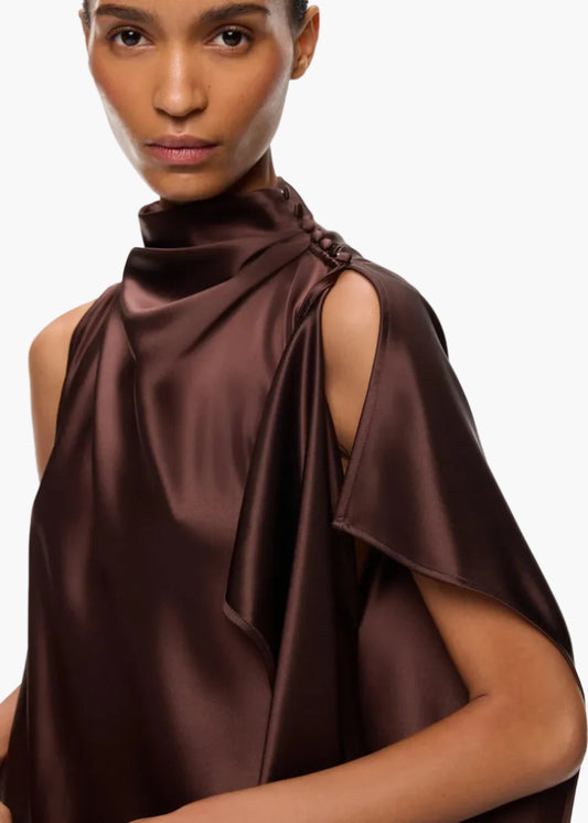 PINKO ABITO LUNGO MONOSPALLA IN SATIN