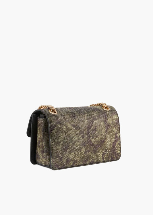 PINKO BORSA A TRACOLLA MINI LOVE BAG ONE LIGHT CON STAMPA CAMOUFLAGE FULL STRASS