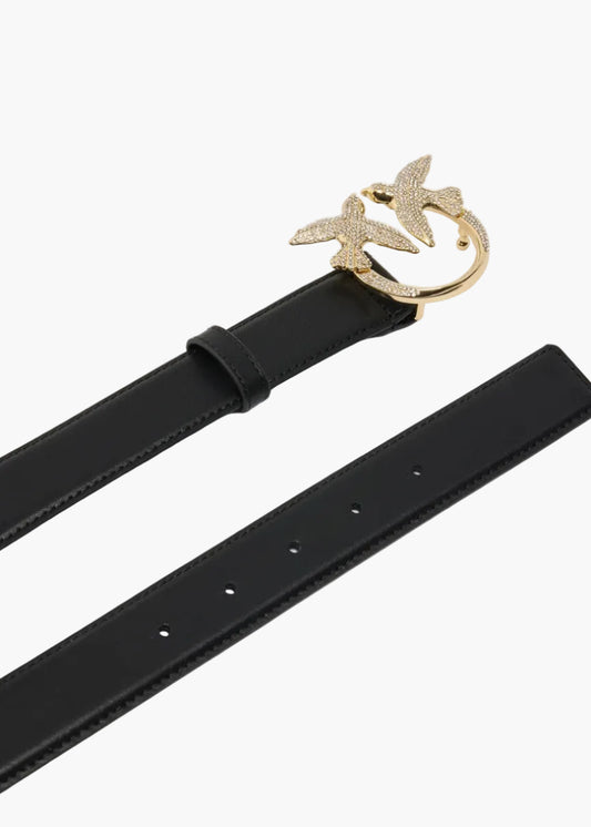 PINKO CINTURA IN PELLE CON FIBBIA LOVE BIRDS GIOIELLO 2,5 CM