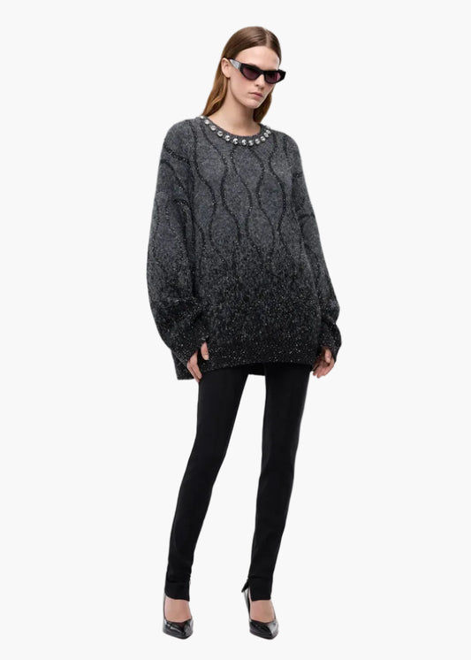 PINKO MAGLIONECON COLLO GIOIELLO E MICRO PAILLETTES