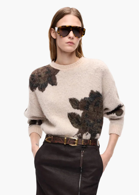 PINKO MAGLIONE IN MISTO LANA E APLACA CON MOTIVO FLOREALE