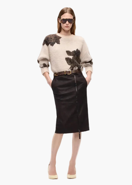 PINKO MAGLIONE IN MISTO LANA E APLACA CON MOTIVO FLOREALE
