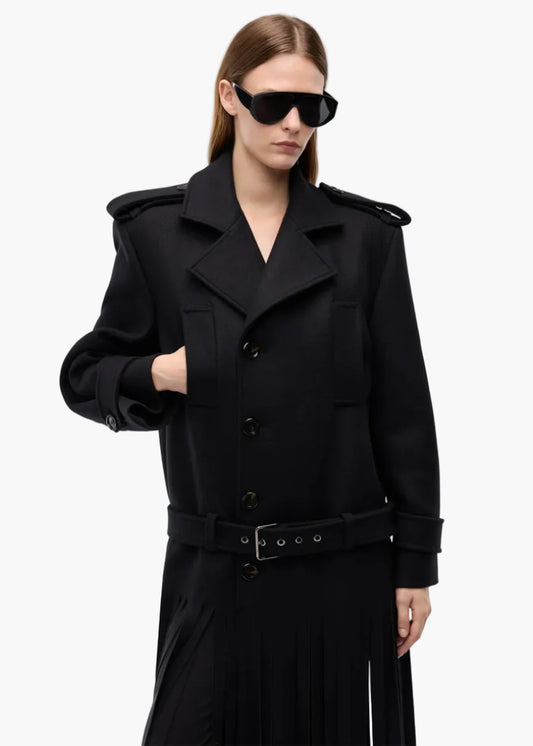 PINKO CAPPOTTO IN PANNO DI MISTO LANA CON FRANGE
