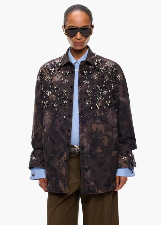 PINKO OVERSHIT CON MOTIVO CAMOUFLAGE E DETTAGLI GIOIELLO