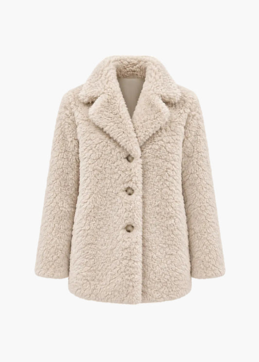 Long reversible faux fur coat with collar | Tavus