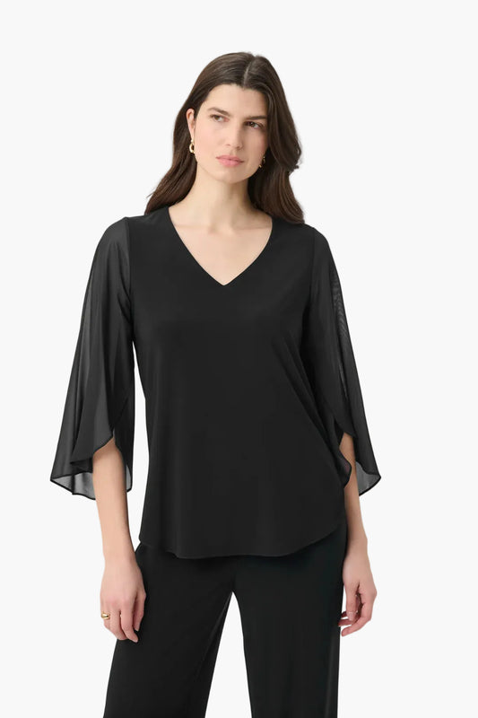 JOSEPH RIBKOFF BLUSA CON MANICHE IN TULIPANO IN CHIFFON