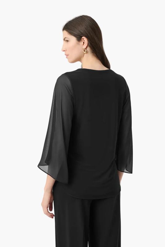 JOSEPH RIBKOFF BLUSA CON MANICHE IN TULIPANO IN CHIFFON