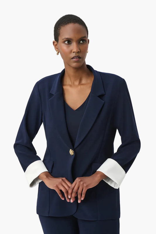 JOSEPH RIBKOFF BLAZER ADERENTE IN MAGLIA CON BOTTONE DECORATIVO