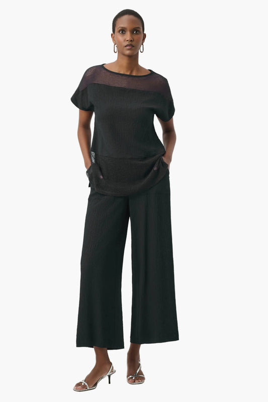 JOSEPH RIBKOFF TOP SQUADRATO IN TULLE CON SCOLLO A BARCA